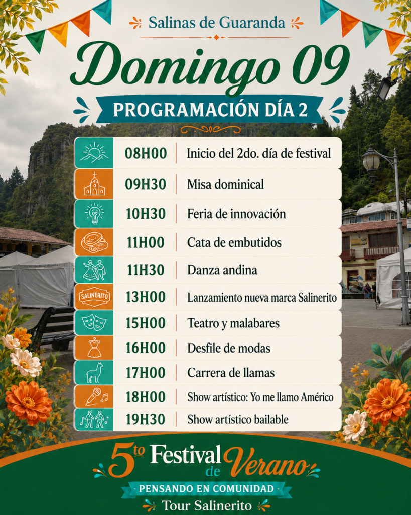 Programación del domingo 9 de agosto del Quinto Festival de Verano 2026