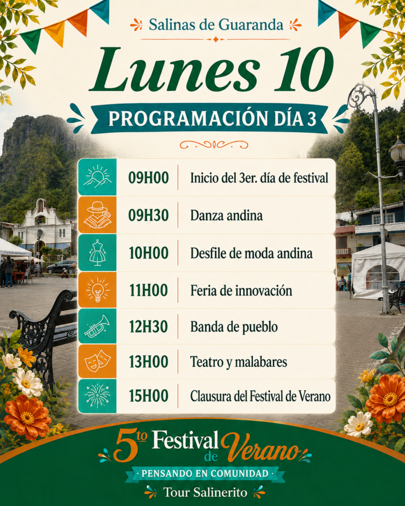 Programación del lunes 10 de agosto del Quinto Festival de Verano 2026